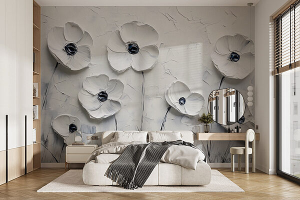 Peinture de fleurs blanches Papier peint Peinture de fleurs blanches