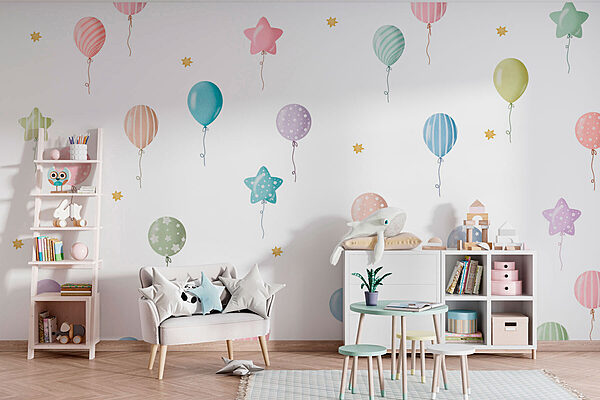 Motif de ballons et d'étoiles Papier peint Motif de ballons et d'étoiles
