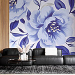 Papier peint Fleurs délicates dans des tons bleus doux