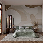 Papier peint Tourbillons blancs et bruns