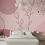 Papier peint Dessin de fleurs et de cercles