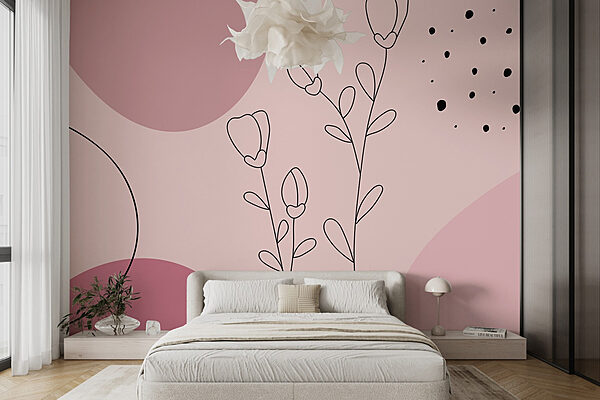 Dessin de fleurs et de cercles Papier peint Dessin de fleurs et de cercles