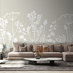 Papier peint Silhouettes blanches de fleurs