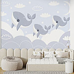Papier peint Groupe de baleines sautant dans les airs