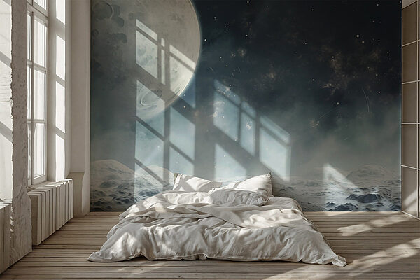 La lune dans le ciel Papier peint La lune dans le ciel