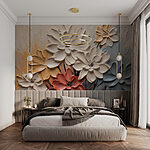 Papier peint Peinture de fleurs sur un mur