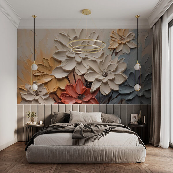 Peinture de fleurs sur un mur Papier peint Peinture de fleurs sur un mur