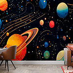 Papier peint Planètes et étoiles colorées