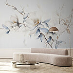 Papier peint Peinture de fleurs sur fond blanc