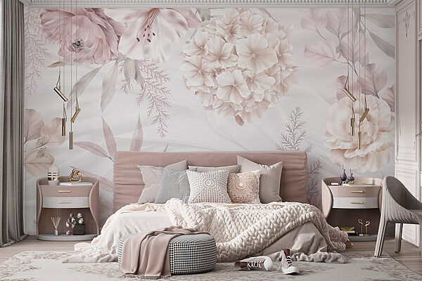 Fleurs délicates dans des tons doux et pastels Papier peint Fleurs délicates dans des tons doux et pastels