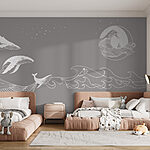 Papier peint Baleine et baleine dans la mer