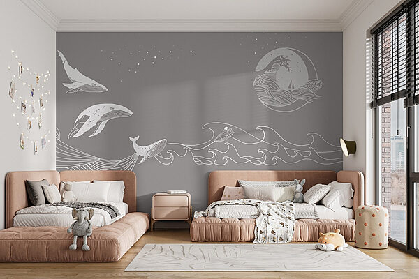 Baleine et baleine dans la mer Papier peint Baleine et baleine dans la mer