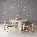 Papier peint Fond gris avec fleurs blanches