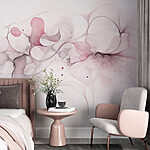 Papier peint Doux tourbillons de rose et de gris