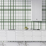 Papier peint Écossais vert et blanc