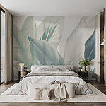 Papier peint Feuilles luxuriantes dans des tons pastel