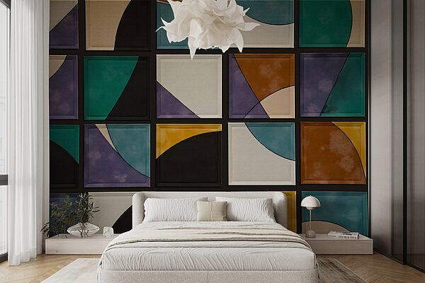 Mur avec des carrés de différentes couleurs Papier peint Mur avec des carrés de différentes couleurs