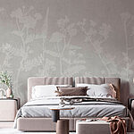 Papier peint Motif floral blanc sur fond gris