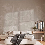 Papier peint Motif floral blanc sur fond gris