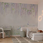 Papier peint Peinture de fleurs et de papillons