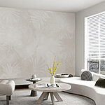 Papier peint Motif floral blanc sur fond gris