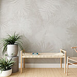 Papier peint Motif floral blanc sur fond gris