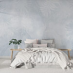 Papier peint Motif floral blanc et bleu