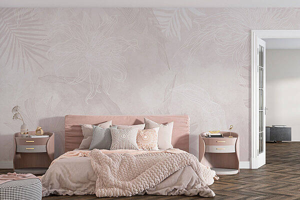 Motif floral blanc et rose Papier peint Motif floral blanc et rose