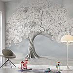 Papier peint Arbre à fleurs blanches
