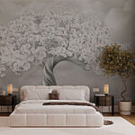 Papier peint Arbre à fleurs blanches