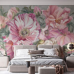 Papier peint De belles fleurs dans des teintes douces.