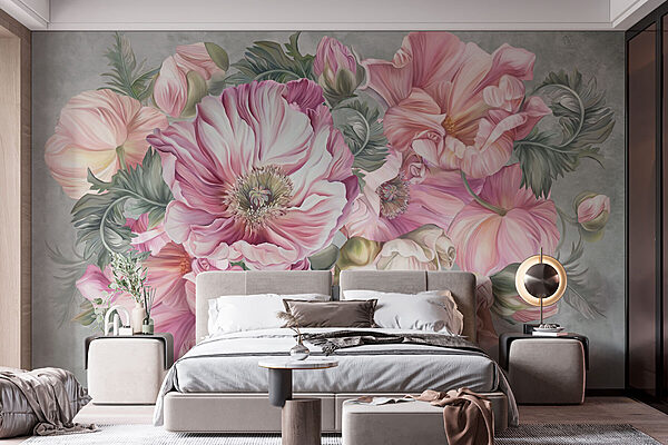 De belles fleurs dans des teintes douces Papier peint De belles fleurs dans des teintes douces