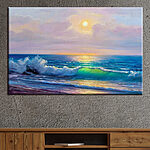 Tableaux Peinture d'une plage avec des vagues