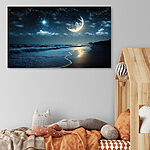 Tableaux Lune et étoiles sur une plage