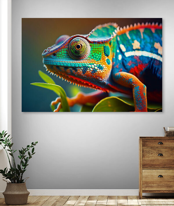 Lézard coloré sur une feuille Tableaux Lézard coloré sur une feuille