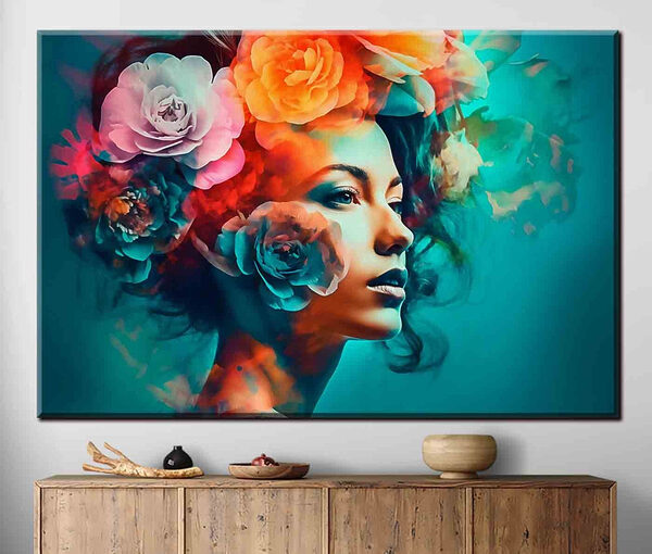 Femme avec des fleurs dans les cheveux Tableaux Femme avec des fleurs dans les cheveux