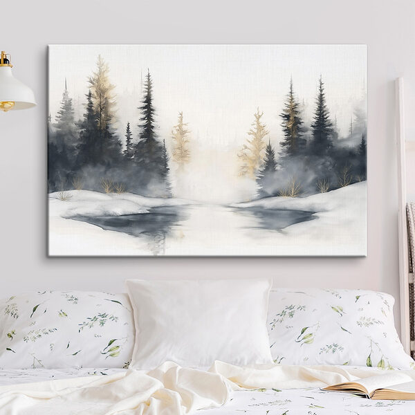 Aquarelle d'une forêt enneigée Tableaux Aquarelle d'une forêt enneigée