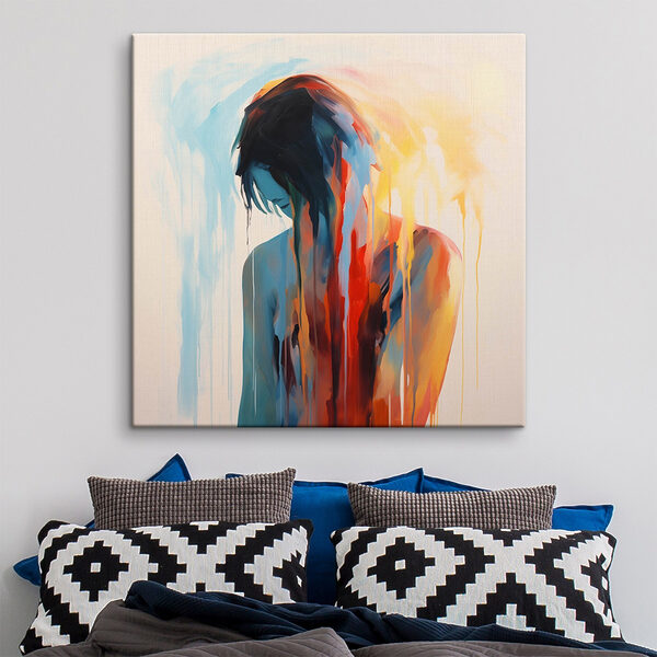 Peinture d'une femme avec de la peinture colorée dégoulinant sur son visage Tableaux Peinture d'une femme avec de la peinture colorée dégoulinant sur son visage