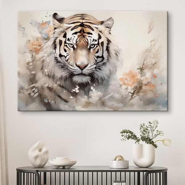 Tigre avec des fleurs en arrière-plan Tableaux Tigre avec des fleurs en arrière-plan
