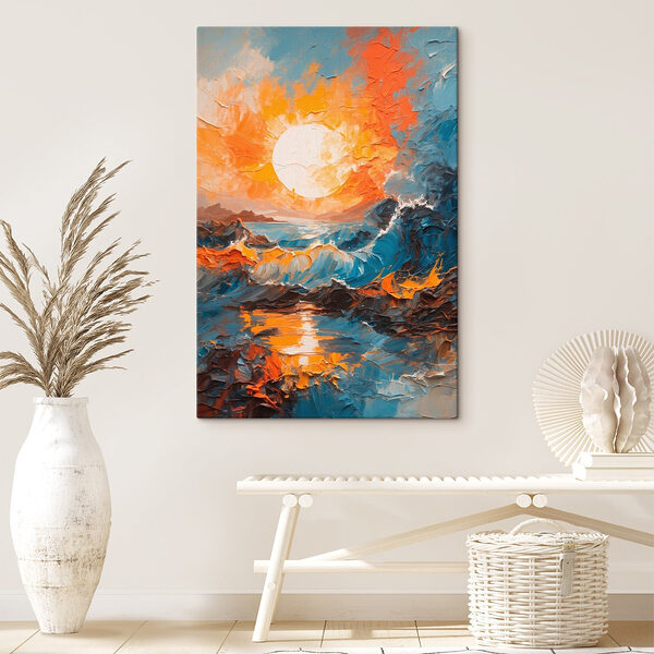 Peinture d'un coucher de soleil sur la mer Tableaux Peinture d'un coucher de soleil sur la mer