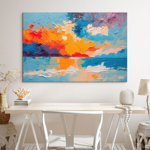 Peinture d'un coucher de soleil sur l'eau Tableaux Peinture d'un coucher de soleil sur l'eau