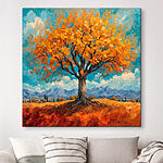 Tableaux Peinture d'un arbre aux feuilles jaunes
