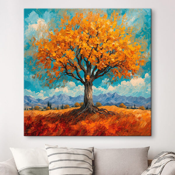 Peinture d'un arbre aux feuilles jaunes Tableaux Peinture d'un arbre aux feuilles jaunes