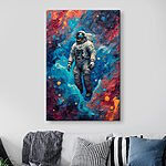 Tableaux Un astronaute dans l'espace sur fond coloré