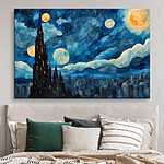 Tableaux Aquarelle d'une ville la nuit