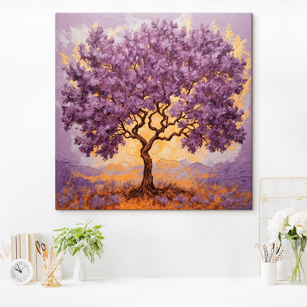 Peinture d'un arbre aux feuilles violettes Tableaux Peinture d'un arbre aux feuilles violettes