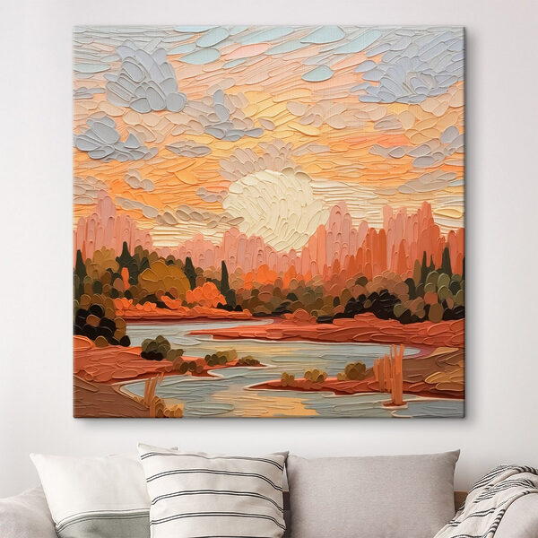 Peinture d'une rivière et d'arbres Tableaux Peinture d'une rivière et d'arbres