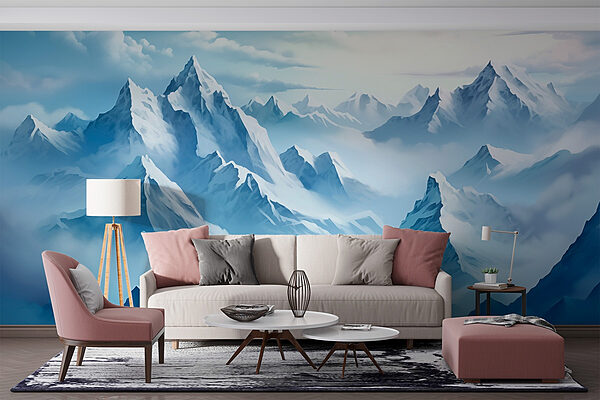 Chaîne de montagnes avec nuages Papier peint Chaîne de montagnes avec nuages