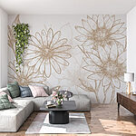 Papier peint Dessin de fleurs sur fond blanc