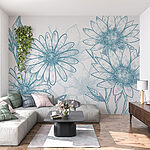 Papier peint Dessin de fleurs et de feuilles